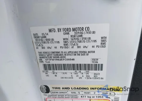 2014 Ford F-150 Svt Raptor from USA, damaged, VIN 1FTFW1R62EFC00548